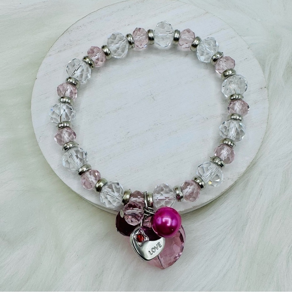 Love  Heart Crystal Fashion Beaded Bracelet Charms